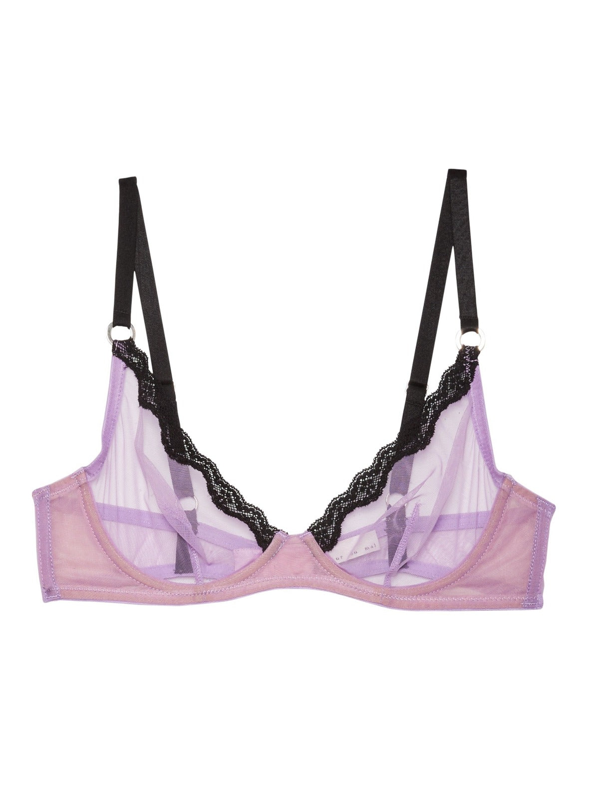 Fleur du Mal: Sheer Tulle Demi Bra - Lavender