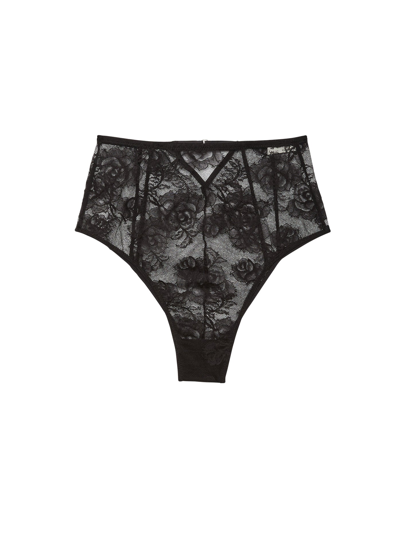 Fleur du Mal: Bouquet Lace High-Waisted Brief - Black