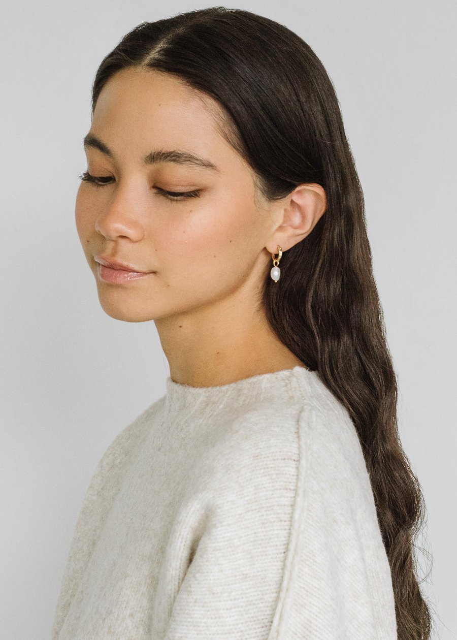 Kara Yoo: Anna Hoop Earrings + Pearl Drop Charms  - 14K Gold Filled