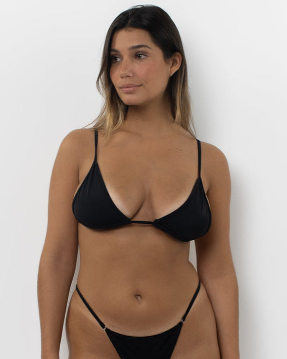 Belle The Label: Siempre Triangle Bikini Top - Black