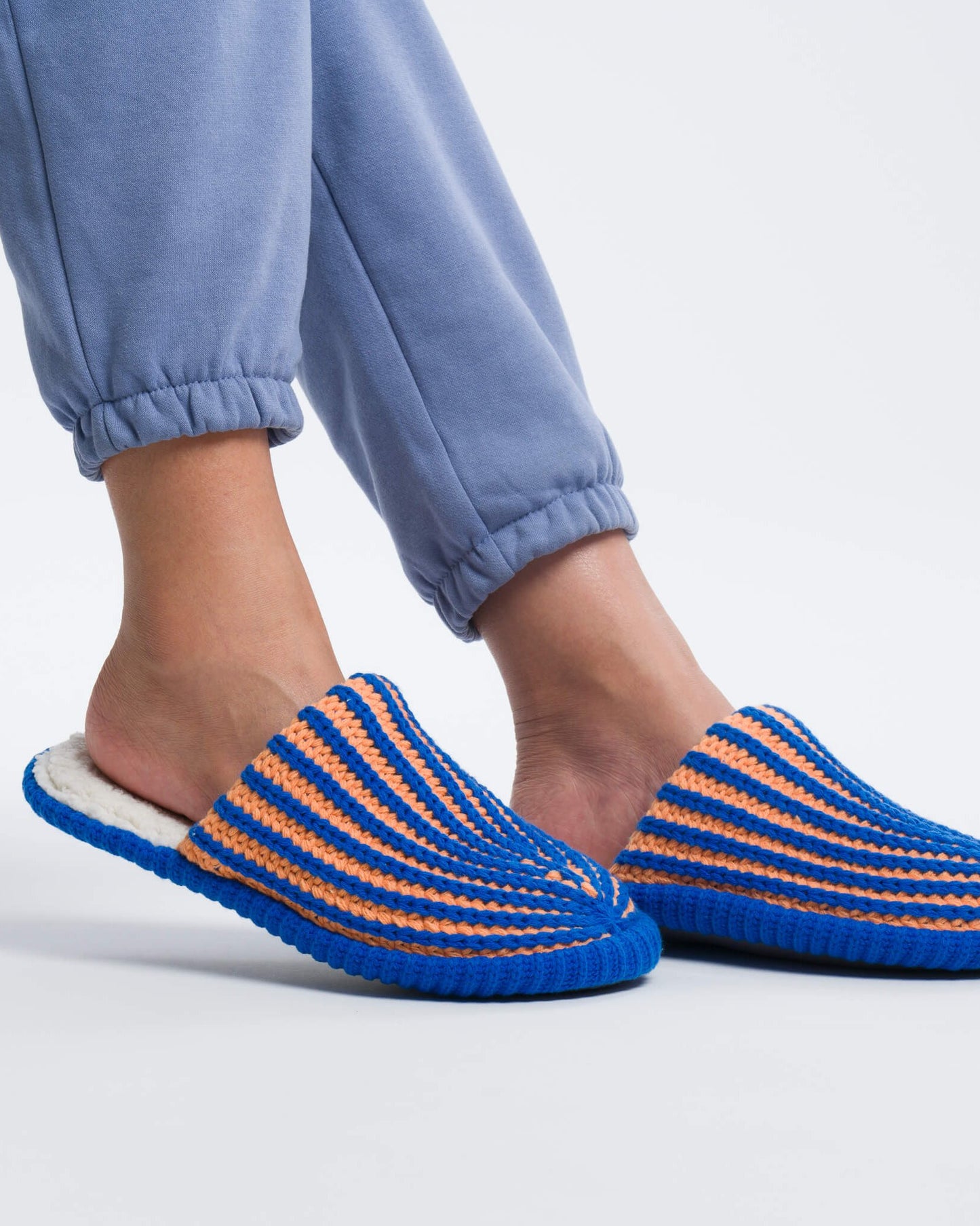 Verloop: Chunky Rib Slide Slippers - Peach Cobalt