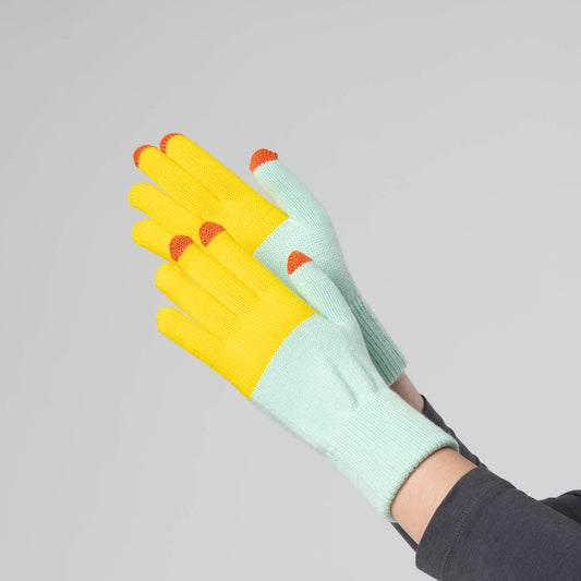 Verloop: Colorblock Touchscreen Gloves - Jade Yellow