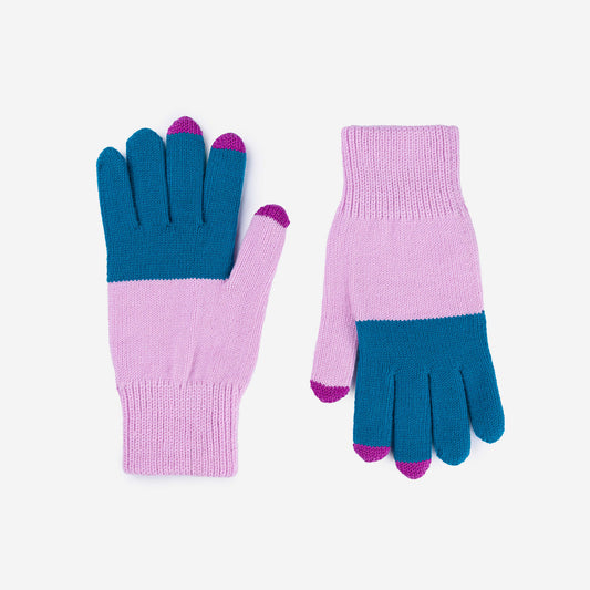 Verloop: Colorblock Touchscreen Gloves - Teal Lilac