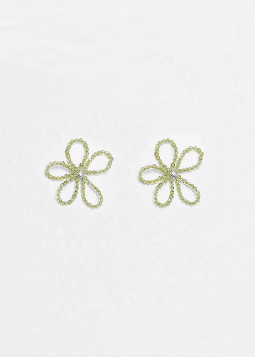 Kara Yoo: Bloom Medium Earrings - Peridot