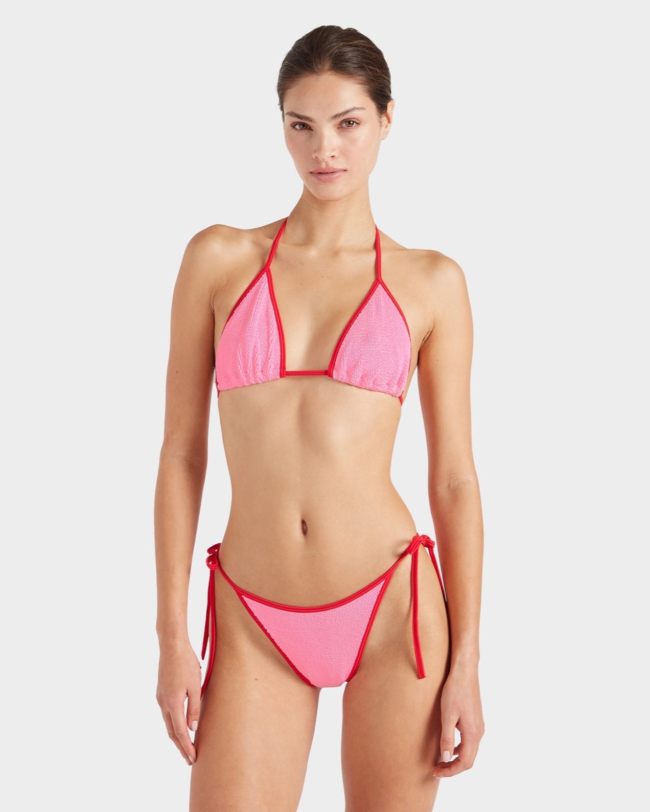 Hunza G: Gina Triangle Tie Bikini Set - Bubble/Red