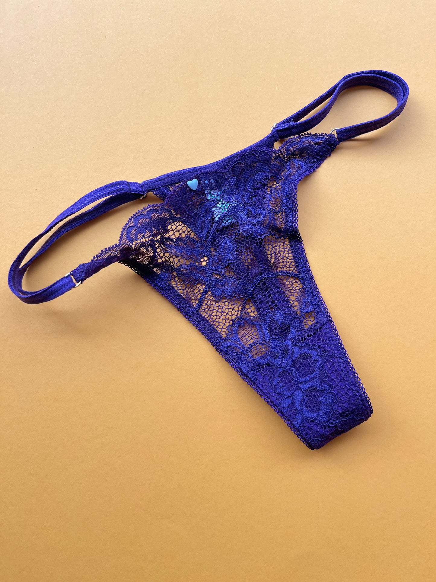 Clo: Fortuna Lace Adjustable String Thong - Plum Purple