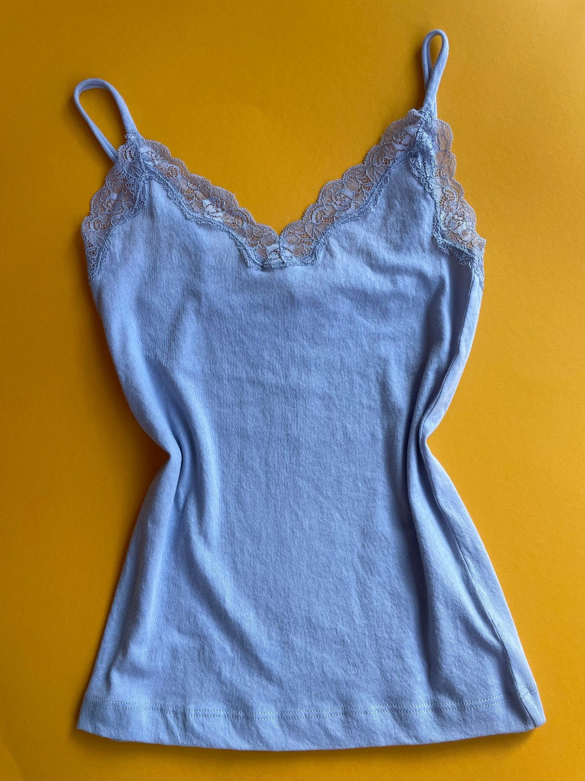 Only Hearts: Lace Trim Organic Cotton Cami - Crystal Blue