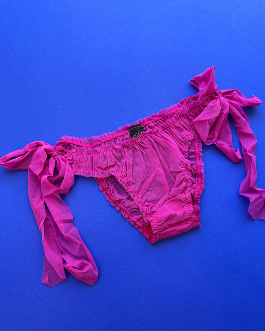 Only Hearts: Side Tie Tulle Brief - Wild Rose