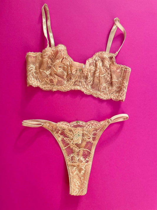 Clo: Fortuna Lace Demi Underwire Bra - Maple Sugar