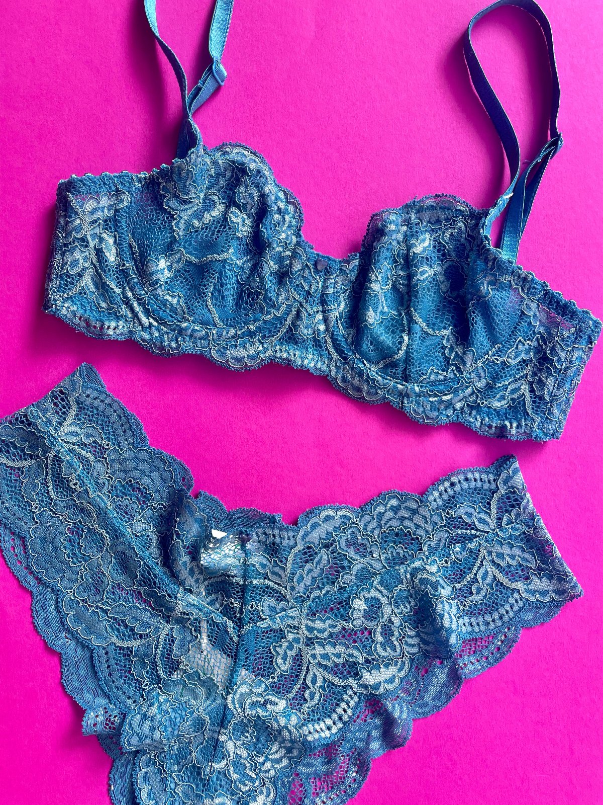 Clo: Fortuna Lace Demi Underwire Bra - Cendre Blue