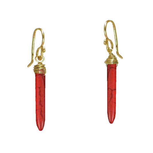 Calico Juno: Mod Red Coral Stick Earrings