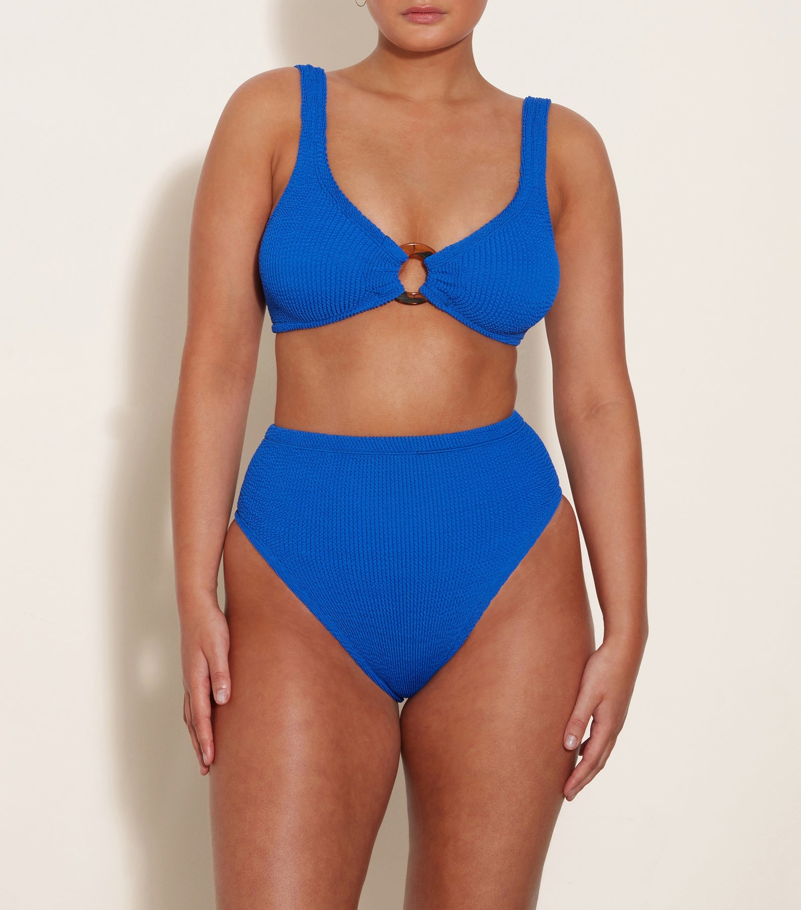 Hunza G Nadine High Waisted Bikini Set Royal Blue Azaleas