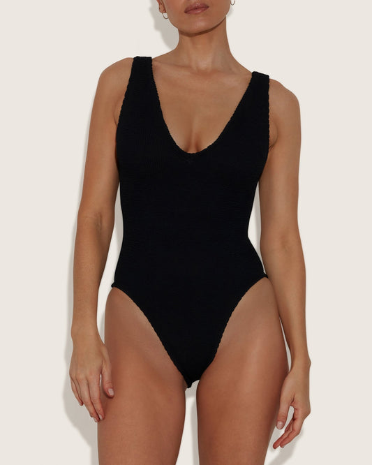 Hunza G: Sadie Plunge One Piece - Black