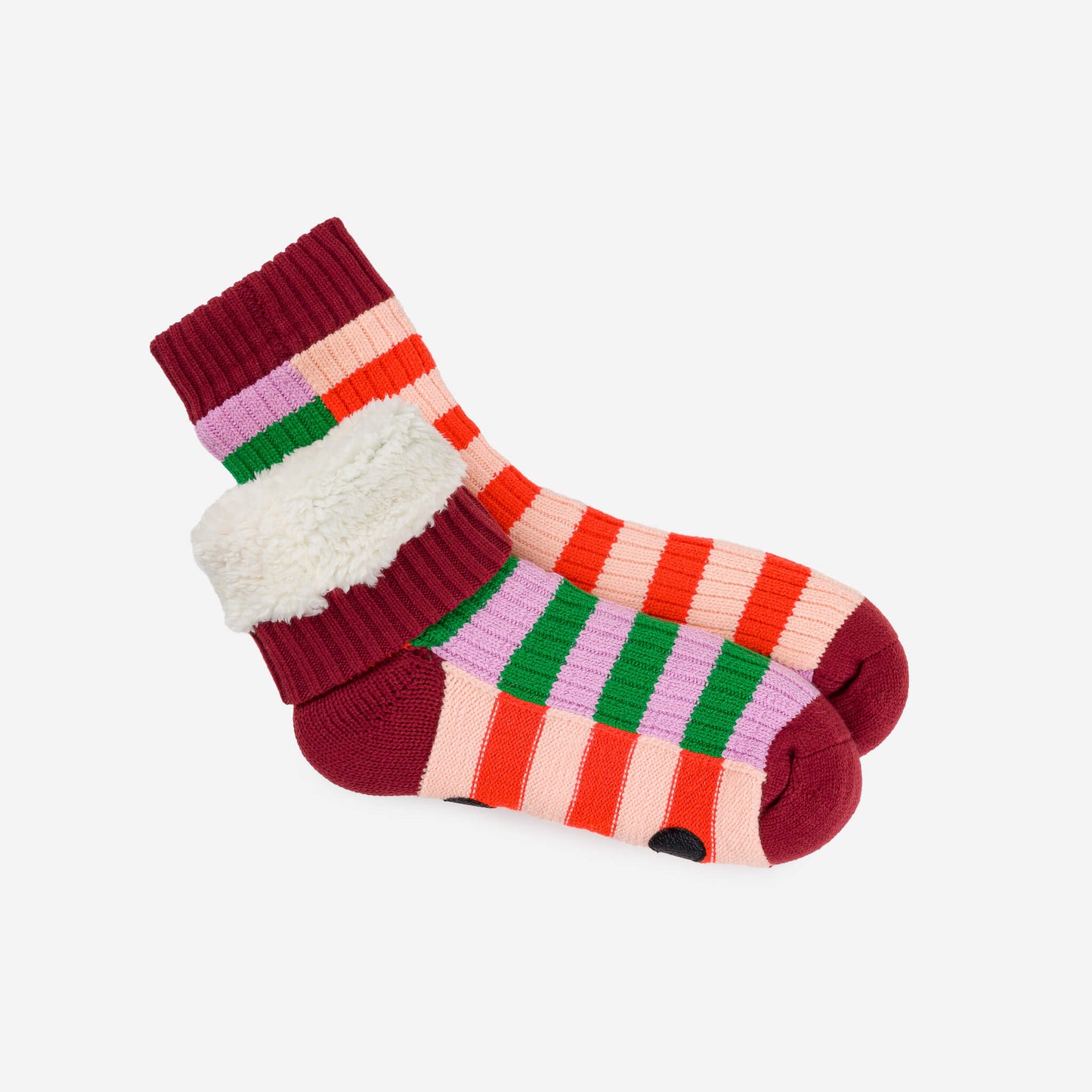 Verloop: Super Stripe Knit House Socks - Kelly Lilac