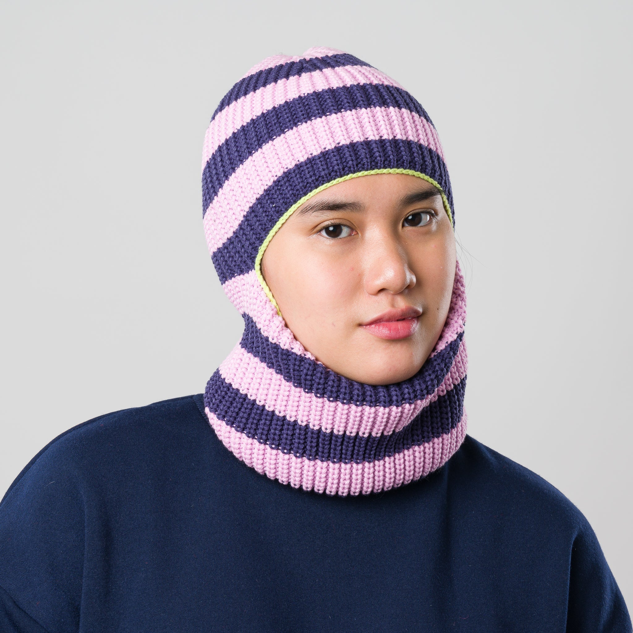 Verloop: Striped Ribbed Balaclava - Lilac Indigo – Azaleas