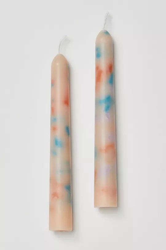 Ri-Ri-Ku: Drip Taper Candle - Set of 2 - Peach