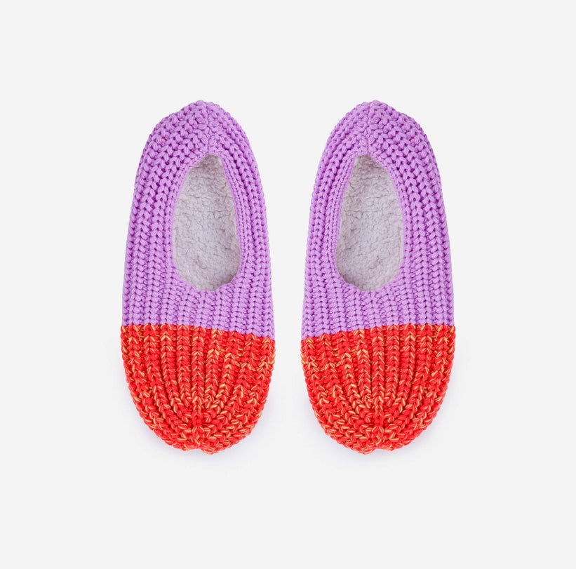 Verloop: Colorblock Knit Slippers - Poppy Lilac