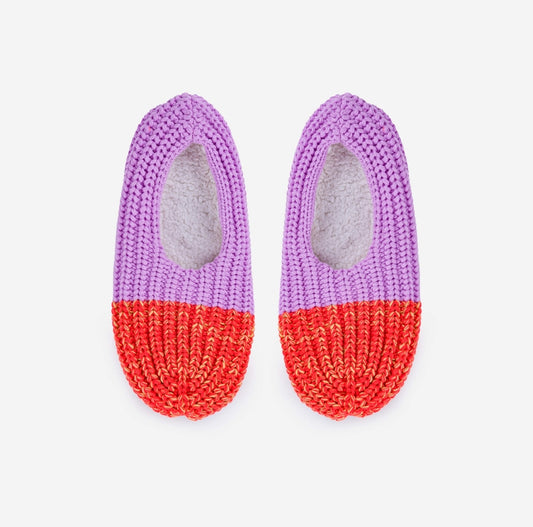 Verloop: Colorblock Knit Slippers - Poppy Lilac