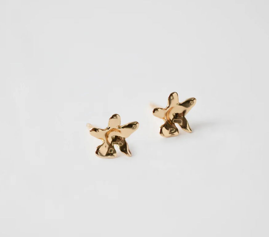 Wolf Circus: Miniature Flower Stud Earrings - 14K Gold Plated