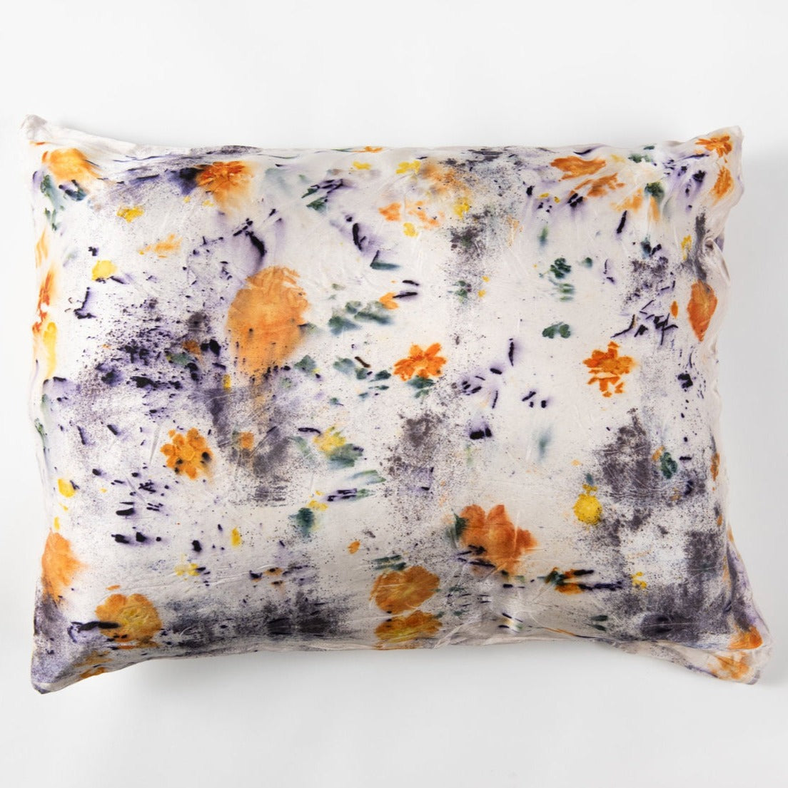 Dyekween: Floral Botanically Dyed Silk Pillowcase - Purple