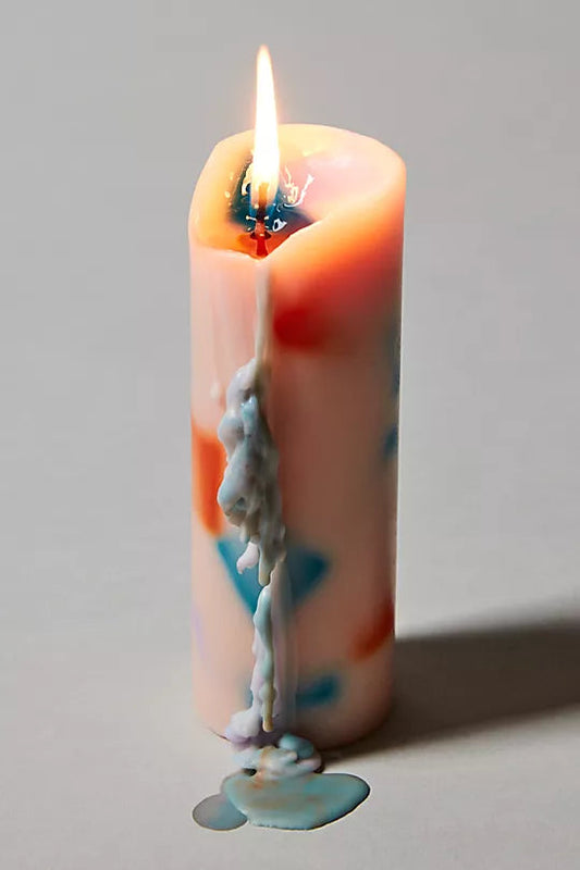 Ri-Ri-Ku: Drip Pillar Candle - Peach