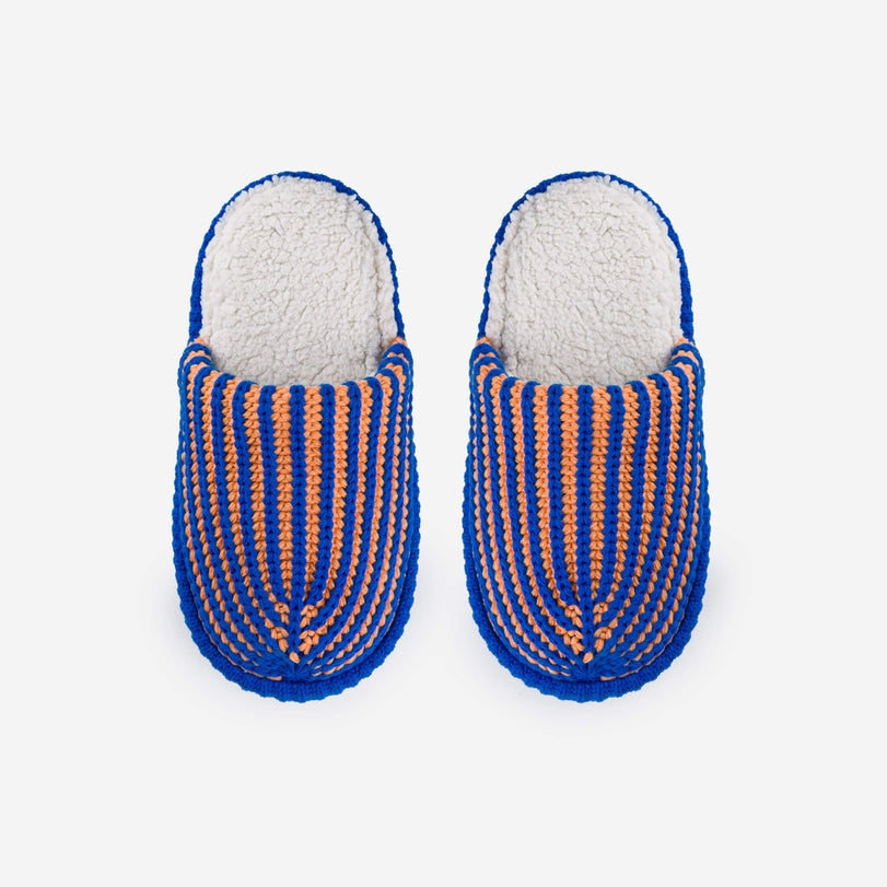 Verloop: Chunky Rib Slide Slippers - Peach Cobalt