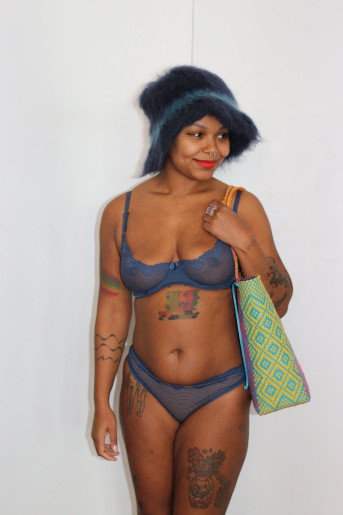 Duet by Timpa: Lace Thong with Keyhole Back - Denim