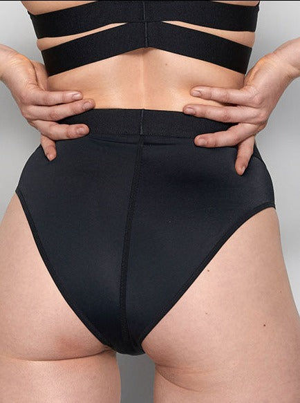 La Fille d O Adore High Waisted Bikini Bottom Black Azaleas